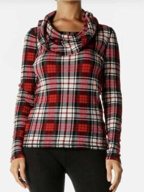 RALPH LAUREN / LRL Plaid Cowl Neck Top - XL - EUC